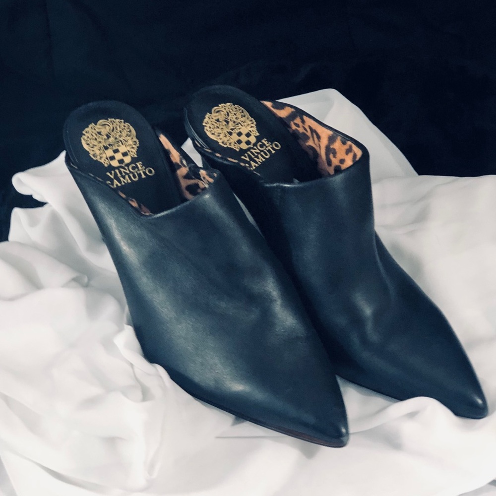 Classy, Black, Leather Mules, by Vince Camuto
